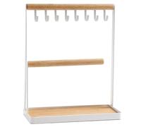 Tsawntd Jewelry Stand Organizer, 3-in-1 Jewelry Towers with 8 Hooks & Bars & Tray Bracelet Display Multi-Use Key Tray for Home & Store