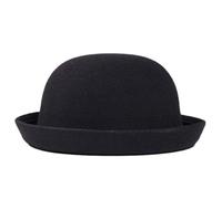 Tsawntd Kids Bowler Hat Trendy Formal Round Top Hat with Rolled Brim Easy Matching Unisex Felt Black Fedora for Daily Wear, Banquet, Photos Bowler Round Top
