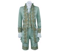 Tsawntd Mens Victorian Costume, 1791's Prince Costume Men Regency Tailcoat Vest Cosplay Suit for Halloween Party L