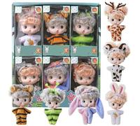 Tsawntd Mini Baby Dolls with Big Eyes 3.2" Cute Realistic PVC Tiny Baby Doll with Outfits, Headband & Movable Joints, Safe Role Play Toys for Girls Boys, 6 Style Newborn Doll Mini Babies