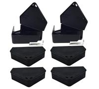 Tsawntd Mouse Bait Station 6Pcs Triangular 5x4 Rodent Bait Station with 2 Keys Black PP Mouse Traps Indoor for Home, Restaurant, Hotel Trap