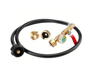 Tsawntd Propane Adapter 20lb to 1lb Converter 3FT Hose Propane Refill Adapter with Pressure Gauge & Valve Heavy-Duty Brass QCC1/Type 1 Connector