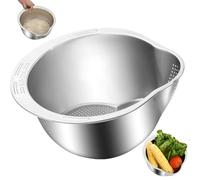 Tsawntd Rice Strainer, 304 Stainless Steel Colander, Multi Functional Rice Washing Bowl Basket with Side Drainers Colander for Fruits Vegetable Kitchen Tools, Colanders