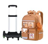 Tsawntd Rolling Backpack with 6 Wheels Large Capacity Capybara Backpack with Retractable Handle Waterproof Cartoon School Bag Reflective Strap for Kids Boys Girls Student
