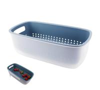 Tsawntd Sink Basket 2-in-1 Double-Layer Washing up Bowl and Drainer Set Wall Mlount Colander Plastic for Filter Kitchen Vegetables Fruits Blue Rice Washing Bowl