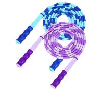 Tsawntd Soft Beaded Jump Rope, 2pcs Adjustable Jump Rope for Kids, Tangle-Free Skipping with Wavy Handle, Segmented Ropes for Children and Students