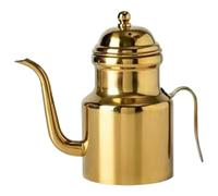 Tsawntd Stainless Steel Olive Oil Dispenser 500ml Long Spout Oil Dispenser Leakproof Pouring Pot with Cover for Home Kitchen, Vinegar, Soy Sauce Golden, Bottles