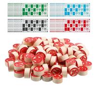 Tsawntd Tombola Game Russian Lotto Board Games Educational Family Bingo Game Set Include 48 Bingo Cards and 90 Wooden Chess for Adults Kids Family Classroom Activity