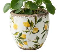Tsawntd Tuscan Ceramic Planter - Yellow Ceramic Flower Pot with Vintage Crackle Glaze for Indoor Outdoor Garden, Patio, and Home Decor