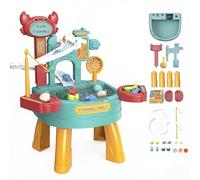 Tsawntd Water Tables For Kids Outdoor Play, 34pcs Kids Water Table, Play Sink With Running, Electric Recirculating Fishing & Pretend Kitchen Toy - Green