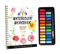 Tsawntd Watercolor Workbook for Adults, Beginner Painting Kit with 24 Water-Soluble Pigments, Bird & Flower Coloring Books