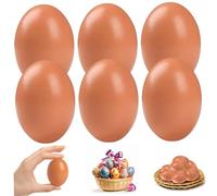 Tsawntd Wooden Eggs 6Pcs 2.4x1.8in Realistic Eggs Smooth Egg Color Egg Toy Multi-Purpose Play for Crafts, Decorations, Easter