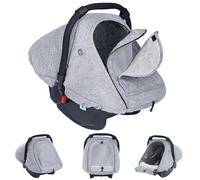 TSAYAWA Baby Car Seat Cover Winter, Warm Cozy Carseat Cover for Babies with Mesh Window, Full Protection Infant Car Seat Covers for Boys Girls, Windproof Newborn Car Seat Canopy, Grey