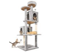 TSCOMON 59inch Large Cat Tree Tower Condo for Indoor Cats, Soft Plush Multi-Level Climbing Tree Cat House with 2 Cat Cave, Scratching Post, More Entrance/Exit, Sisal Staircase, Light Grey