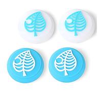 Tscope Cute Thumb Grip Caps for Nintendo Switch/Lite/OLED Controller, Kawaii Leaf Joystick Analog Soft Silicone Button Stick Covers for NS Joy Cons (Blue Leaf)