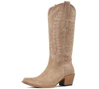 Tscoyuki Cowboy Boots for Women - Western Cowgirl Boots Knee High Snip Toe | Soft Shaft Embroidered Boots, Comfortable Chunky Heel, Easy Pull On for Ladies, Ideal for Country Concerts, Music Festivals