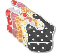 TSD Baby Bibs Waterproof Feeding Bibs 5pack Adjustable Mealtime Poctet Bib for Newborn Toddler Infant Easy Clean Boy Girl Baby Essentials Shower Gift