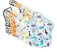 TSD Baby Bibs Waterproof Feeding Bibs 5pack Adjustable Mealtime Poctet Bib for Newborn Toddler Infant Easy Clean Boy Girl Baby Essentials Shower Gift
