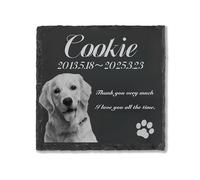 TSD Personalized Dog Memorial Stone Custom Engraved Pet Headstone with Photo & Name Black Granite Grave Marker for Garden Home Decor Sympathy Gift for Loss of a Beloved Dog Cat