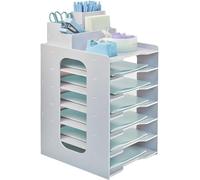 7 Tier Letter Tray, Wooden Filing Tray for Office Desk, Desk Organiser Tray With Pen Holder, Paper Filing Tray Folder Wood, Desk Tidy Organizer A4, File Document Holder for Home Office School