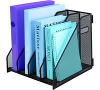 TSDRBWO Desk Organizers Metal Magazine File Holder Racks with 4 Vertical Compartments Desktop Folder Storage Binder Organizer Document Organization for Home Office & Classroom