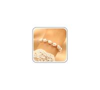 TseanYi Bohemia Baroque Pearl Bracelet Gold Irregular Pearl Hand Chain Vintage Beads Station Link Chain Bangle Wedding Hand Harness Bracelet Jewelry for Women, 1, Zinc, No Gemstone