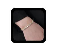 TseanYi Bohemia CZ Tennis Bracelet Gold Tiny Crystal Hand Chain Vintage Sparkly Wedding Bracelet Adjustable CZ Slave Chain Bracelets Jewelry for Women, 1, Zinc, no gemstone