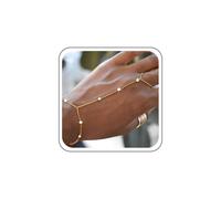 TseanYi Boho Crystal Hand Chain Bracelet Gold Slave Ring Bracelet Minimalist Rhinestone Chain Finger Bracelets Slave Fringer Ring Bracelets Minimalist Chains Hand Harness Chains, Adjustable, Zinc, no