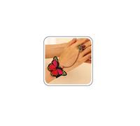 TseanYi Butterfly Velvet Ring Bracelet Gothic Butterfly Slave Bracelet Red Butterflys Pearl Gemstone Finger Ring Hand Chain Statement Lolita Wristband Wedding Prom jewelry, 24, Zinc, no gemstone