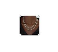 TseanYi Layered Chain Toggle Clasp Necklace Gold Layered Necklace Chunky Chain OT Clasp Necklace Paperclip Chain Choker Necklace Clasp Toggle Pendant Necklace Bar Circle Charm Necklace, Zinc, No