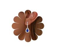 TseanYi Vintage Sapphire Teardrop Earrings CZ Waterdrop Dangle Earrings Blue Crystal Drop Earring Wedding Chandeliers Cubic Zirconia Earring Jewelry for Women, Zinc, No Gemstone
