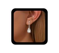 TseanYi Vintage Sapphire Teardrop Earrings CZ Waterdrop Dangle Earrings Blue Crystal Drop Earring Wedding Chandeliers Cubic Zirconia Earring Jewelry for Women, Zinc, No Gemstone