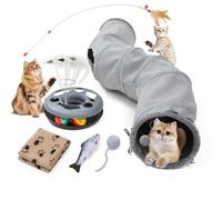 TSEB4TEP Cat Tunnel, Indoor Cat Toy, Roller Track Cat Toy, Collapsible S-Shaped Play Tube, 10.5 Inch Diameter Maze Cat House for Cats, Puppies, Rabbits, Ferrets, Cat Toy Gift Set, Grey