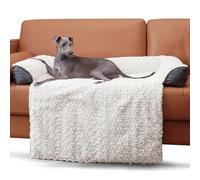 TSEB4TEP Luxurious Calming Dog Bed Mats, 41" Large Dog Couch Bed for Furniture Protector with Removable Washable Cover, Fluffy Plush Dog Mat for Large Medium Small Dogs and Cats,White Gray