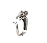 TSECIMGS Little Mouse Vintage Animal Retro Index Finger Ring Cute Open Wrap Ring Handmade Burnished Mouse Ring Party Adjustable Jewelry Comfort Everyday Ring