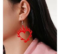 TseenYi Acrylic Flame Earrings Hollow Heart Dangle Hook Earrings Big Love Heart Drop Earrimgs Heart Spark Ear Hook Ear Accessories Jewelry for Women and Girls(Red)
