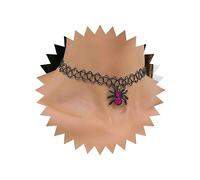 TseenYi Black Tattoo Choker Necklace Gothic Rose Red Spider Neckalce Punk Spider Tattoo Collar Necklace Dark Spider Short Necklace Black Tattoo Elastic Necklace Jewelry for Women and Girls