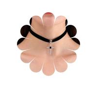 TseenYi Black Velvet Choker Necklace Silver Cross Pendant Neckalce Goth Cross Velvet Necklace Short Crucifix Suede Necklace Punk Black Velvet Collar Necklace Jewelry for Women and Girls