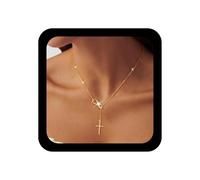 TseenYi Bohemia Cross Y Drop Necklace Gold Number 8 Choker Necklace Vintage Crucifix Pendant Necklaces Adjustable Religious Christian Chain Necklaces Jewelry for Women