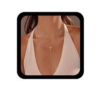 TseenYi Bohemian Layered Y Lariat Necklace Silver Long Three Cz Ball Chain Necklace Chains Satellite Zirconia Crystal Necklaces Sparkling Y Shape Necklaces Pendant Shine Jewelry for Women, 1, Zinc, No