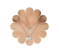 TseenYi Boho Butterfly Choker Necklace Silver Layered Butterfly Pendant Necklace Tiny Butterfly Short Choker Duoblelayer Butterfly Necklace Chain Jewelry for Women Girls