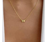TseenYi Boho Butterfly Pendant Necklace Gold Enamel Butterfly Necklace Vintage Butterfly Chain Necklace Tiny Butterfly Choker Necklace Minimalist Chain Jewlery for Women and Girls Gifts