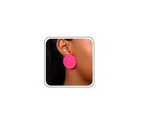 TseenYi Boho Coin Disc Studs Earrings Pink Acrylic Round Disc Button Earrings Large Coin Statement Circle Exaggerate Earring Big Round Geometric Ear Jewelry