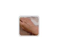TseenYi Boho Crystal Slave Ring Bracelet Gold Rhinestone Finger Bracelet Vintage Layered Finger Ring Bracelet Layering Hand Wrist Chain Handpiece Jewelry for Women and Girls Gifts