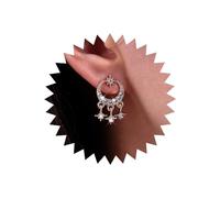 TseenYi Boho CZ Moon Star Earring Gold Crystal Crescent Stud Earring North Star Tassel Drop Earring Tiny Starburst Dangling Earring Rhinestone Star Dangle Earring Jewelry for Women and Girls