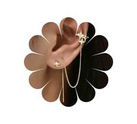TseenYi Boho CZ Star Cuff Earrings Crystal North Star Stud Earrings Gold Starburst Cuff Threader Earrings Sparkly Star Chain Earrings Jewelry for Women and Girls Gifts