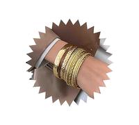 TseenYi Boho Indian Multi Bangle Bracelet Sets Gold Layered Stacked Bangle Bracelet Multi Stackeble Textured Bangles Vintage Textured Round Bangle Jewelry for Women and Girls