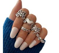 TseenYi Boho Knuckle Rings Sets Vintage Butterfly Heart Finger Rings Silver Skull Stackble Midi Rings Retro Joint Rings Jewelry for Women and Girls Gifts