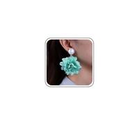 TseenYi Boho Large Fabric Flower Pearl Earrings Green Big Flower Earrings Exaggerated Floral Petal Earrings Huge Fabric Rose Petal Drop Earrings Bridal Pearl Wedding Floral Earrings for Women