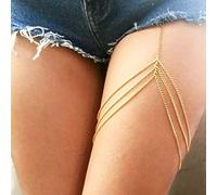 TseenYi Boho Thigh Leg Chain, Gold Multilayer Chain, Minimalist Body Jewelry for Women and Girls, Summer Beach Accessory
